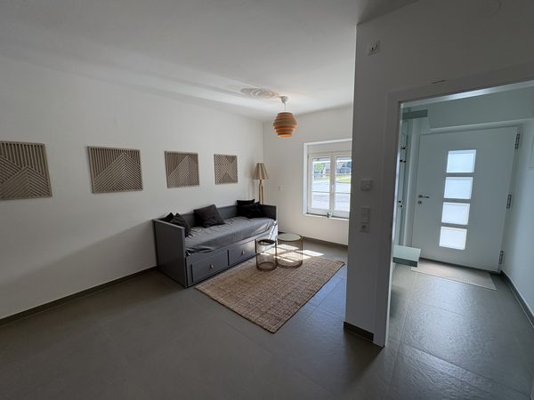 Wohnzimmer mit Blick auf Eingangstür